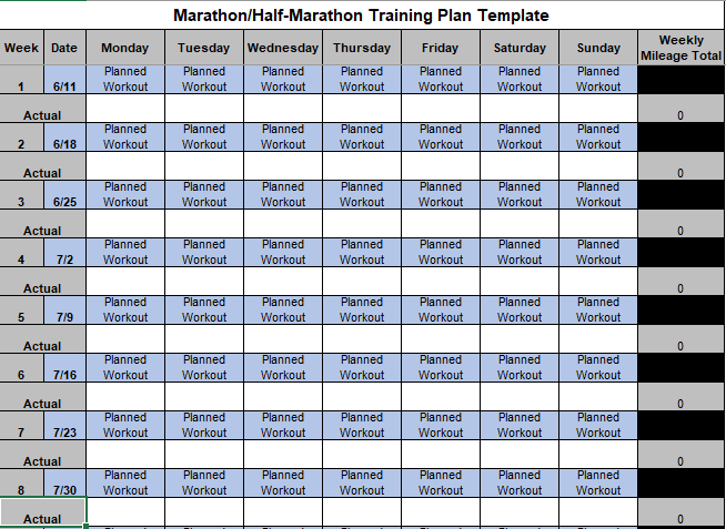 half marathon training tracker