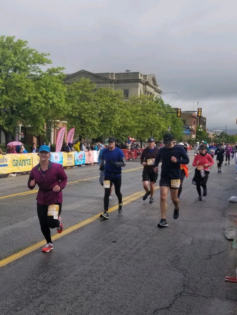 Running down the home stretch of the Ogden Half Marathon!